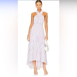 NWT!!!  VERONICA BEARD Radley Midi Dress Off-White Multi Color Strips Size 6 NWT